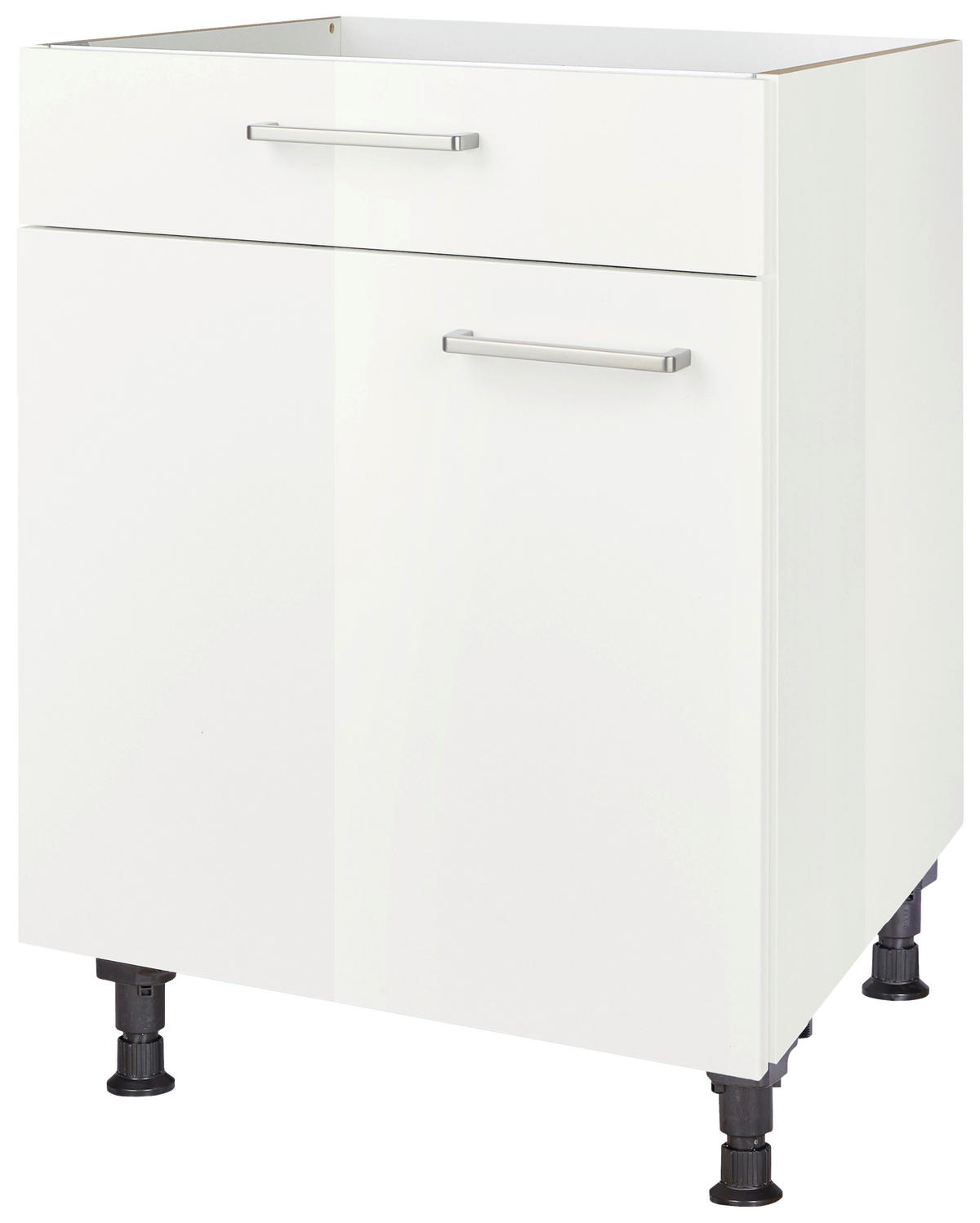 KOCHFELDUMBAUSCHRANK 60/87/56 cm  in Weiß Hochglanz  - Edelstahlfarben/Weiß Hochglanz, MODERN, Holzwerkstoff/Metall (60/87/56cm) - Nobilia