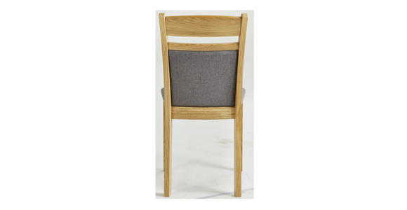 STUHL Flachgewebe Eiche vollmassiv Eichefarben, Dunkelgrau - Eichefarben/Dunkelgrau, KONVENTIONELL, Holz/Textil (44,5/88/54cm) - Venda