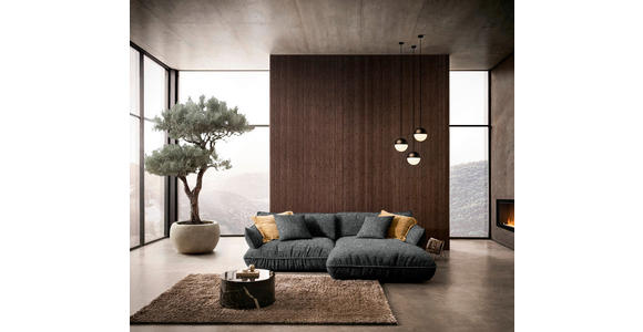 ECKSOFA  in Flachgewebe Anthrazit  264/185 cm  - Anthrazit/Schwarz, Design, Kunststoff/Textil (264/185cm) - Belluti