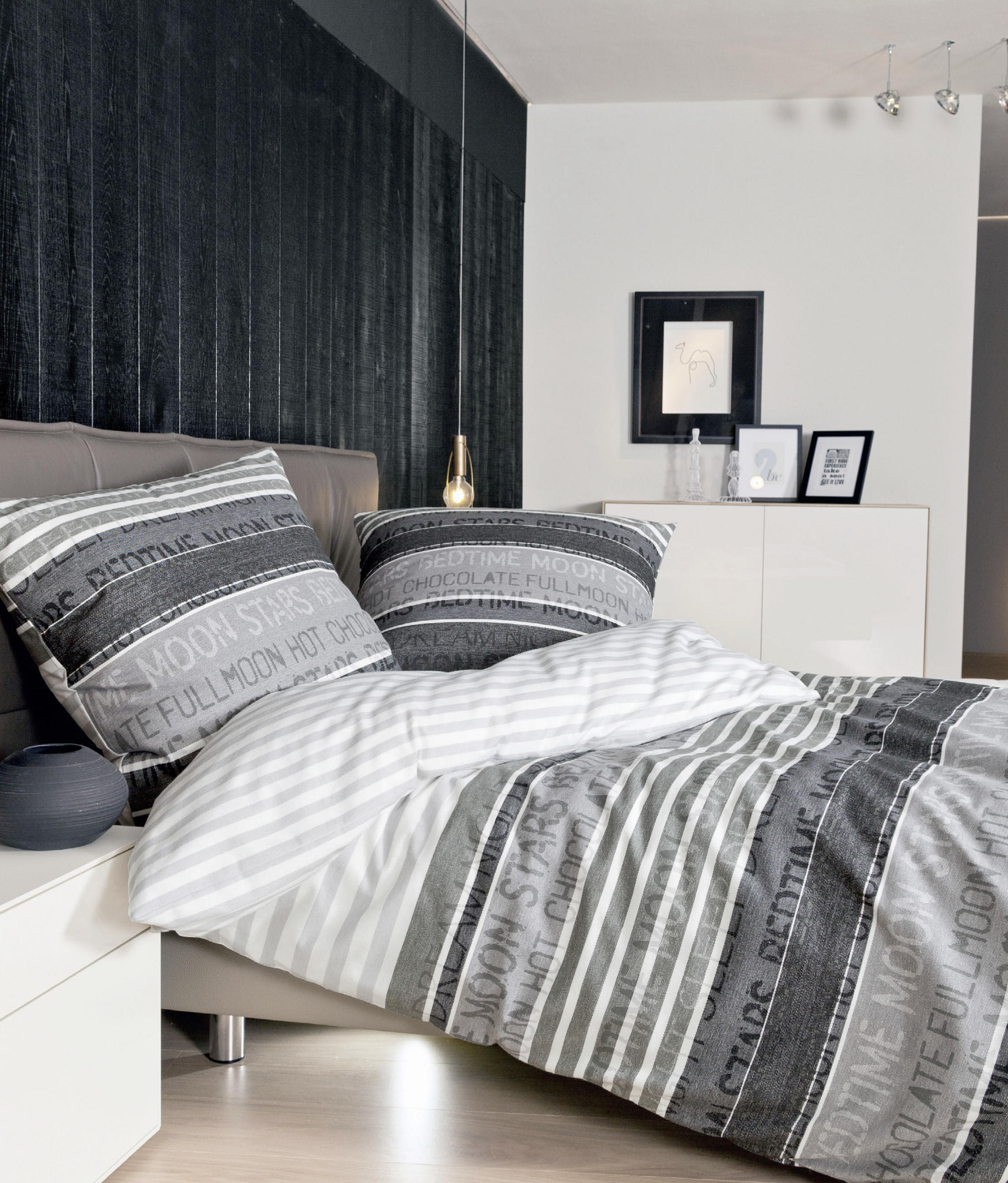 BETTWÄSCHE Davos Biber 200/200 cm  - Dunkelgrau/Hellgrau, KONVENTIONELL, Textil (200/200cm) - Janine