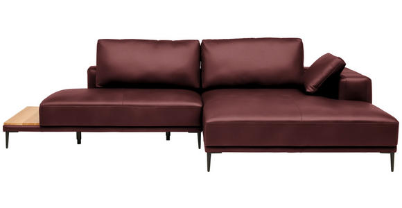 ECKSOFA  in Echtleder Bordeaux  304/201 cm  - Bordeaux/Schwarz, Design, Leder/Metall (304/201cm) - Belluti