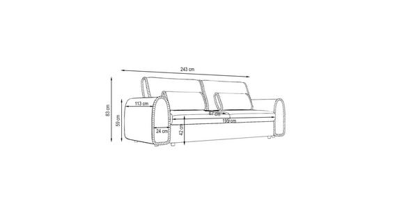 SCHLAFSOFA  in Cord, Feincord Dunkelgrau  - Dunkelgrau/Schwarz, KONVENTIONELL, Kunststoff/Textil (243/83/113cm) - Carryhome