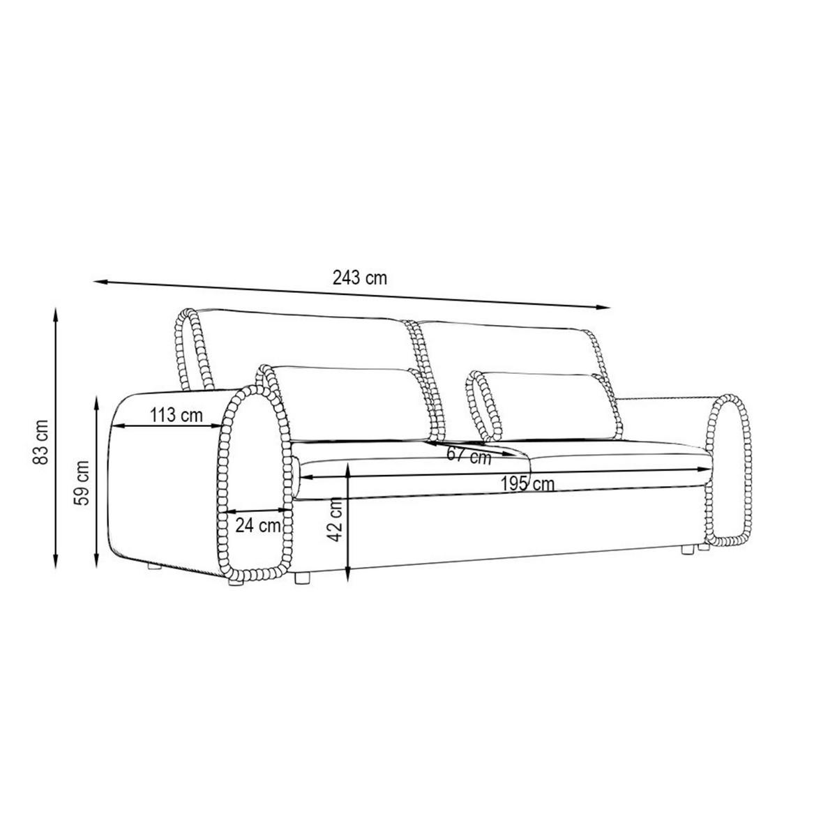 SCHLAFSOFA  mit Liegefunktion, Schlafen auf Sitzhöhe, Rücken echt, haustierfreundlicher Bezug Cord, Feincord Dunkelgrau  - Dunkelgrau/Schwarz, KONVENTIONELL, Kunststoff/Textil (243/83/113cm) - Carryhome