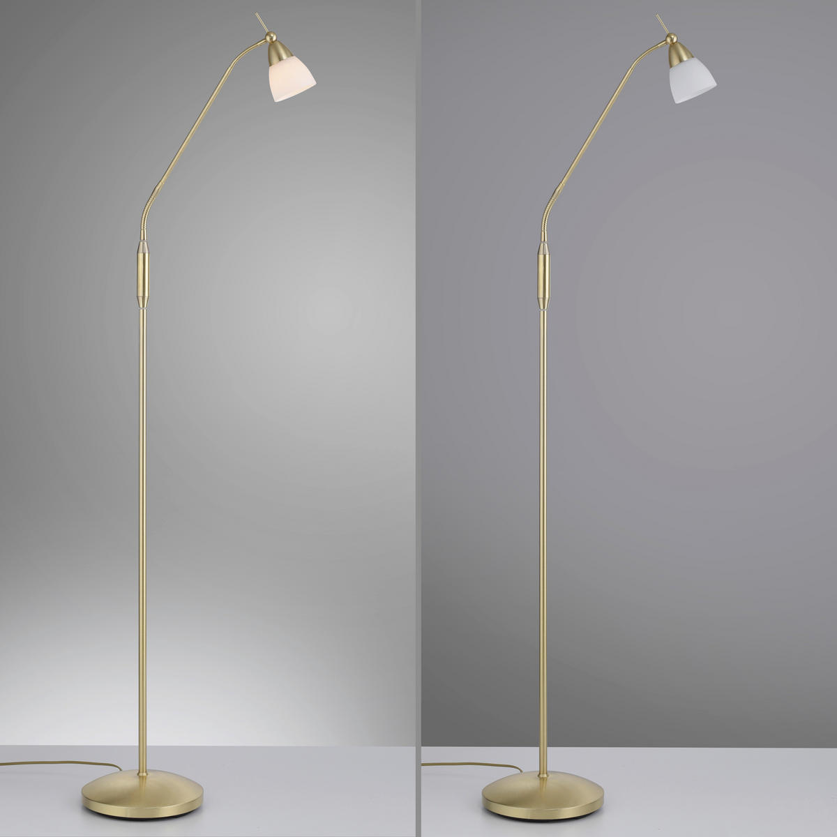 LED-STEHLEUCHTE 74/74/163 cm    - Messingfarben, Basics, Glas/Metall (74/74/163cm) - Paul Neuhaus