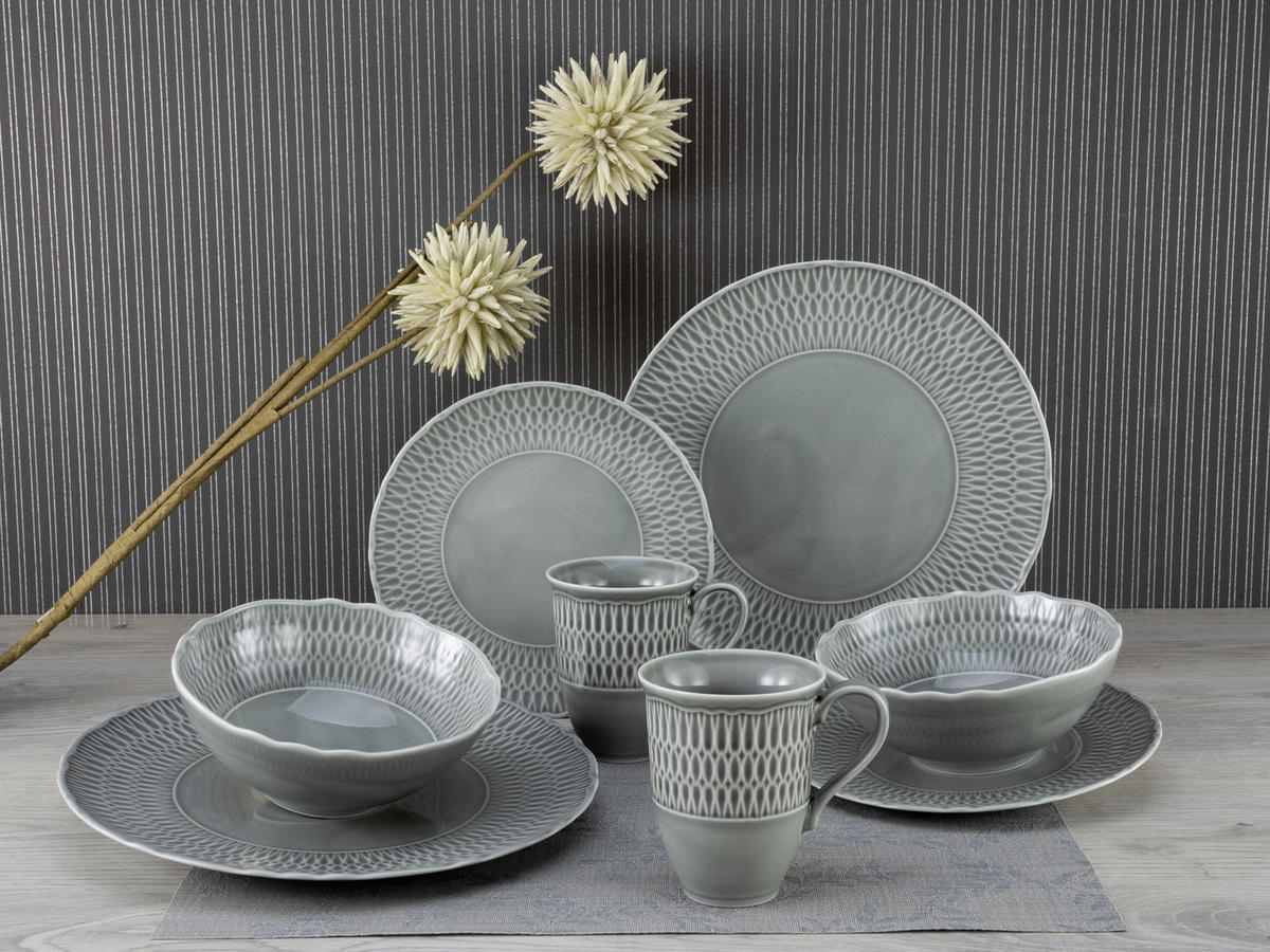 KOMBINOVANÝ SERVIS, 8-dielne, porcelán - sivá, Trend, keramika (39,5/43/37cm) - Creatable