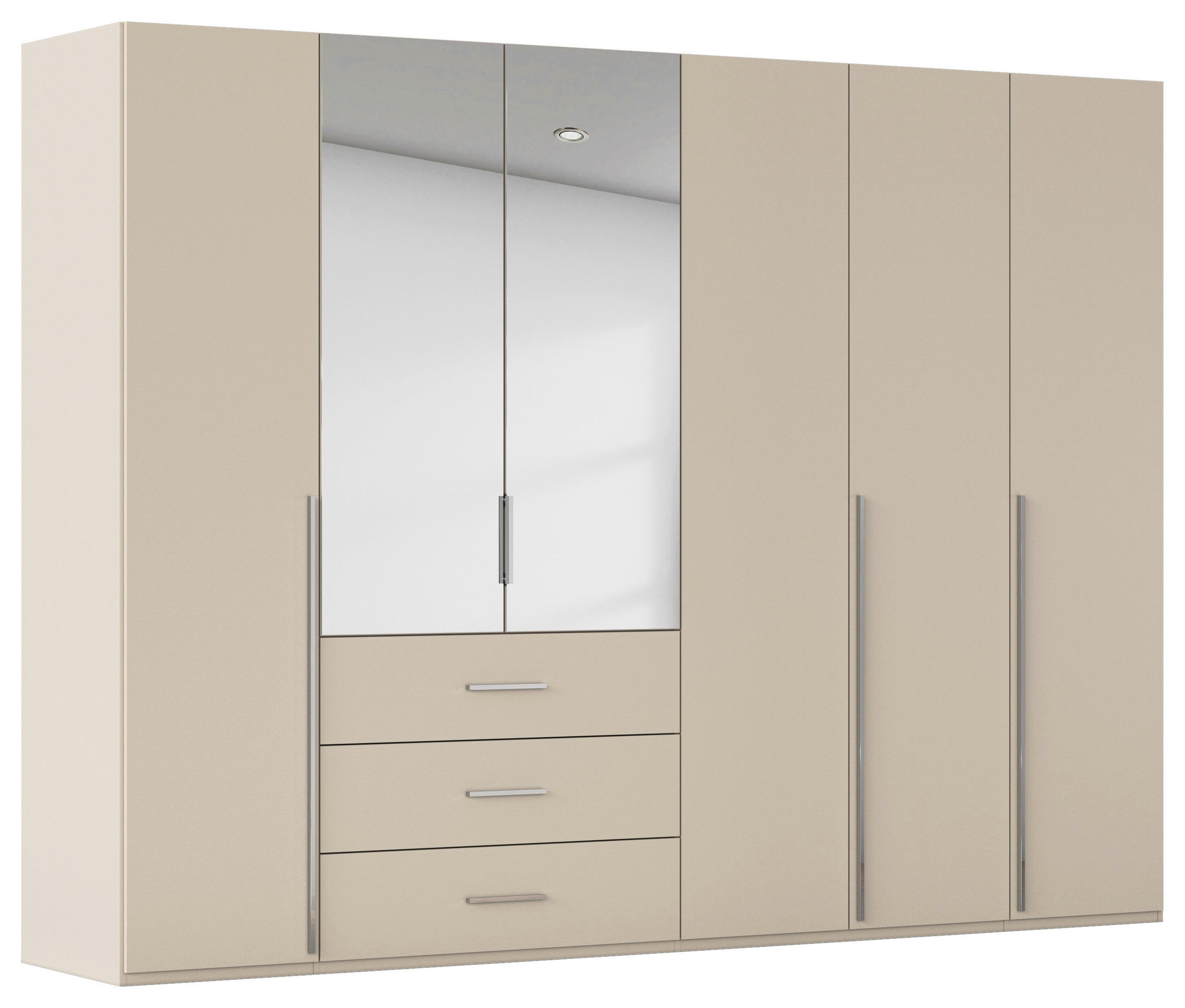 DREHTÜRENSCHRANK 301/223/60 cm,  in Champagner, 6-türig  - Chromfarben/Champagner, Design, Glas/Holzwerkstoff (301/223/60cm) - home24