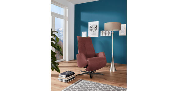 RELAXSESSEL in Leder Rotbraun - Rotbraun/Anthrazit, Design, Leder/Metall (71/114/84cm) - Johann Jakob
