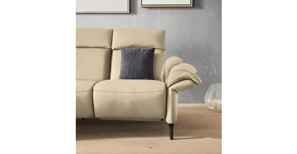 TRAPEZSOFA in Mikrofaser Ecru - Ecru/Schwarz, KONVENTIONELL, Textil/Metall (221/103/95cm) - Dieter Knoll