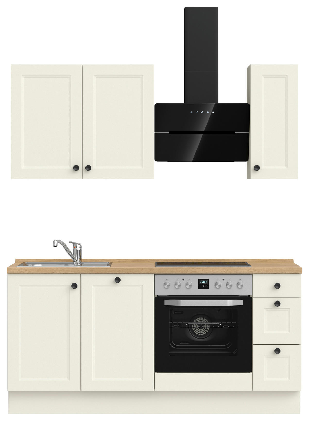 KÜCHENLEERBLOCK 180 cm   in Weiß, Eichefarben  - Eichefarben/Schwarz, MODERN, Holzwerkstoff/Metall (180cm) - Nobilia