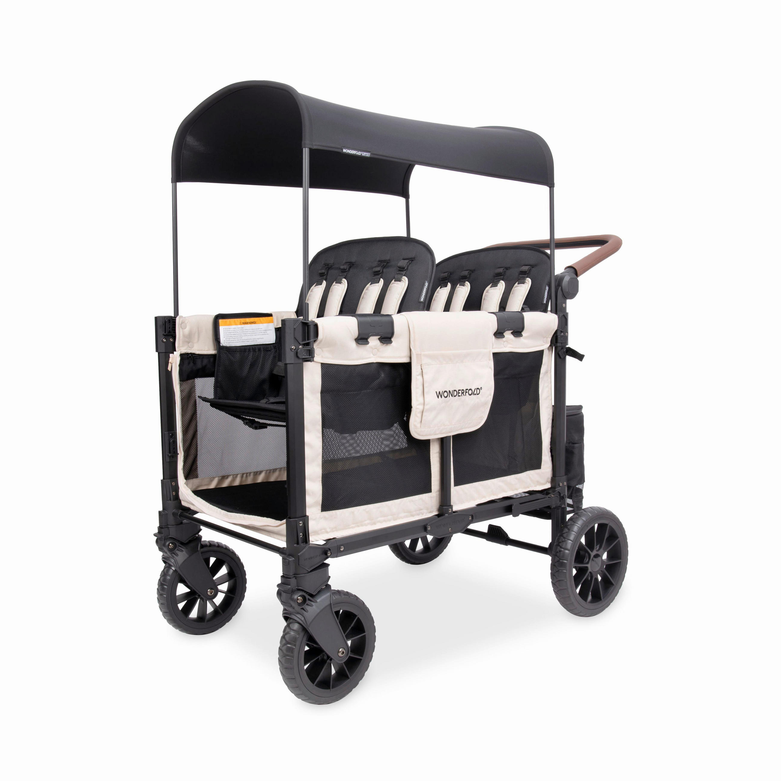 Wonderfold Bollerwagen W4 Luxe Pro Schwarz, Beige 124x74 cm