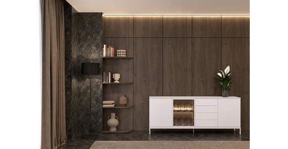SIDEBOARD  205,8/81/38 cm 4 Schublade(n)  - Kaschmir, KONVENTIONELL, Glas/Holzwerkstoff (205,8/81/38cm) - Xora
