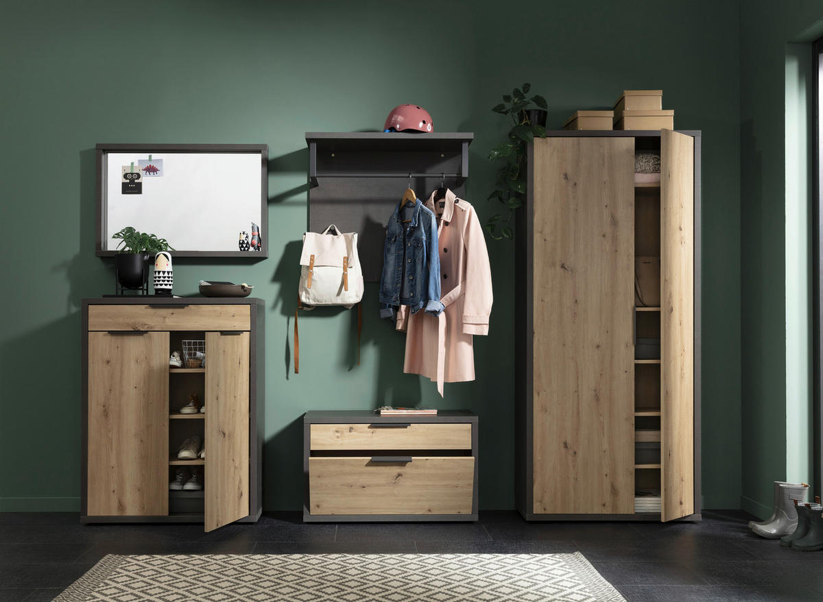 GARDEROBENSCHRANK  in 85,1/192/35,3 cm  - Schieferfarben/Anthrazit, Design, Holzwerkstoff/Kunststoff (85,1/192/35,3cm) - Carryhome