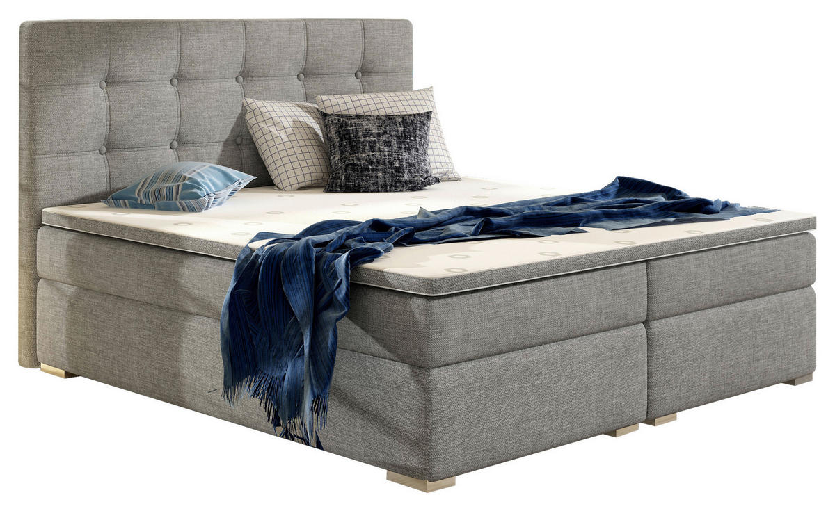 BOXSPRINGBETT 160/200 cm  in Hellgrau  - Silberfarben/Hellgrau, MODERN, Textil (160/200cm) - MID.YOU