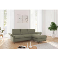 ECKSOFA Flachgewebe Olivgrün  - Schwarz/Olivgrün, Konventionell, Textil/Metall (251/164cm) - Sit & More