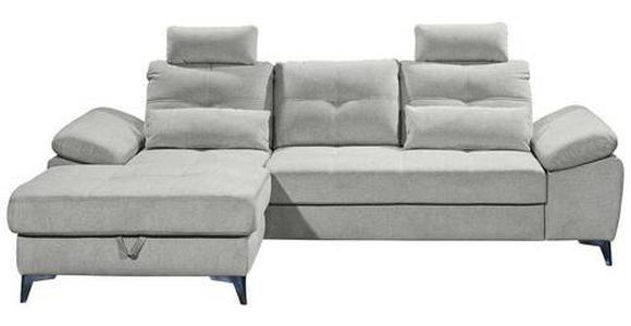 ECKSOFA Hellgrau Mikrovelours  - Chromfarben/Hellgrau, KONVENTIONELL, Kunststoff/Textil (170/270cm) - Carryhome