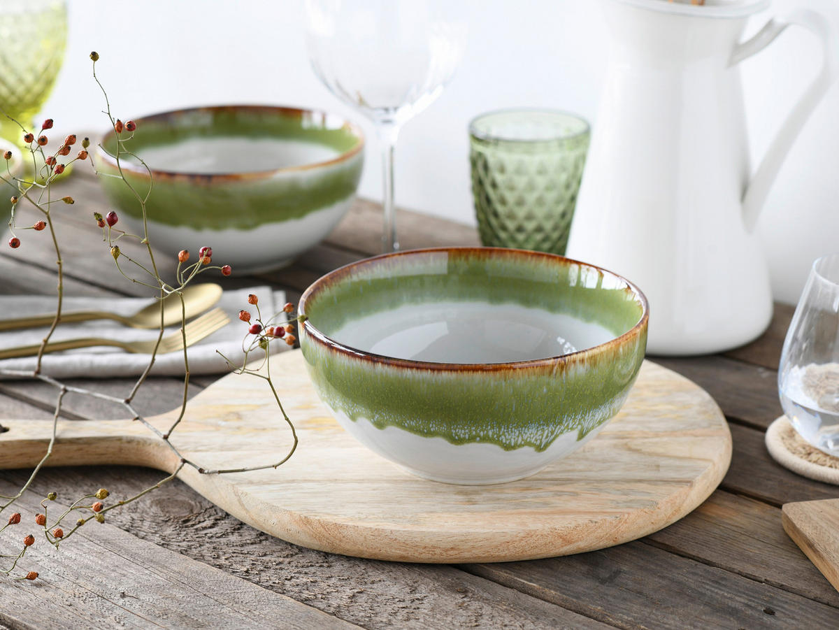 SCHÜSSELSET Cascade 4-teilig  - Weiß/Grün, Design, Keramik - Creatable