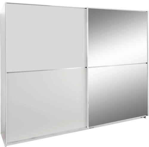 SCHWEBETÜRENSCHRANK in Weiss - Weiss/Alufarben, Design, Glas/Holzwerkstoff (180/198/64cm) - MID.YOU
