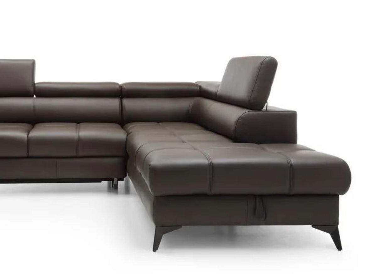 UGAONA GARNITURA tamnobraon  - tamnobraon/crna, Moderno, koža/metal (265x222/75-95/98cm) - Welnova