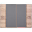 SCHWEBETÜRENSCHRANK  in Taupe, Eichefarben  - Taupe/Eichefarben, Natur, Glas/Holz (246/215/74cm) - Linea Natura