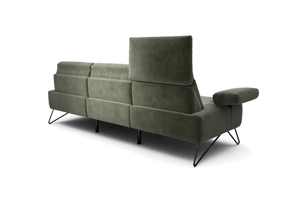 3-SITZER-SOFA Samt Waldgrün  - Waldgrün/Schwarz, Design, Textil/Metall (234-264/85/86-94cm) - SENSOO