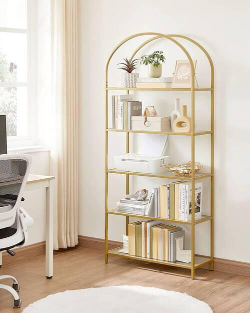 BÜCHERWAND Goldfarben  - Goldfarben, Basics, Glas/Metall (83/183,5/30,2cm) - Boxxx