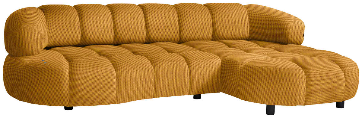 ECKSOFA in Webstoff Currygelb  284/183 cm  - Currygelb/Schwarz, Design, Holz/Textil (284/183cm) - Welnova