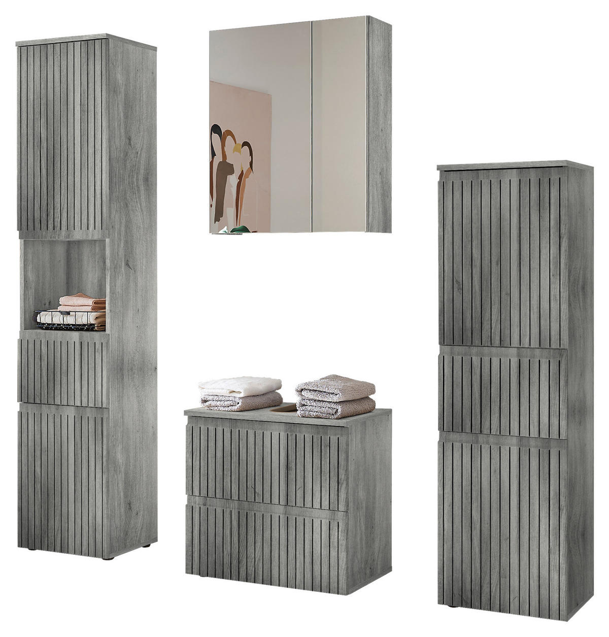 MIDISCHRANK 40/136/31 cm  - Eiche grau/Schwarz, MODERN, Holzwerkstoff/Kunststoff (40/136/31cm) - MID.YOU