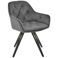 ARMLEHNSTUHL  in Eisen Samt  - Dunkelgrau/Schwarz, LIFESTYLE, Holz/Textil (61/82/62cm) - Livetastic