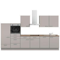 KÜCHENBLOCK 360 cm   in Grau, Eiche dunkel  - Eiche dunkel/Edelstahlfarben, MODERN, Holzwerkstoff/Metall (360cm) - Nobilia