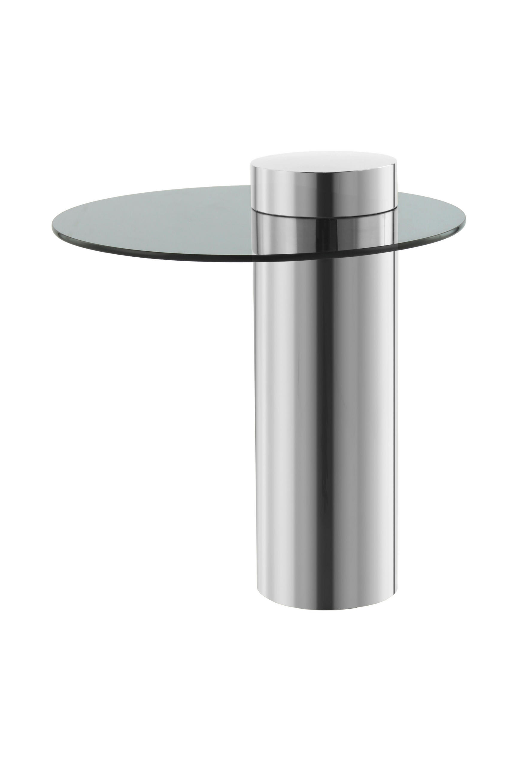 BEISTELLTISCH 46/46/52 cm Grau, Silberfarben rund  - Silberfarben/Grau, Design, Glas/Metall (46/46/52cm) - Kayoom