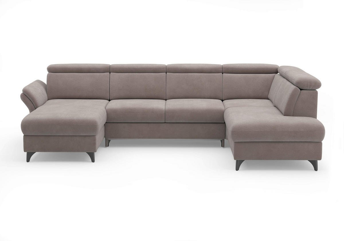 WOHNLANDSCHAFT GLENDALE E Taupe Flachgewebe  - Taupe/Schwarz, KONVENTIONELL, Textil/Metall (166/321/193cm) - Sit & More