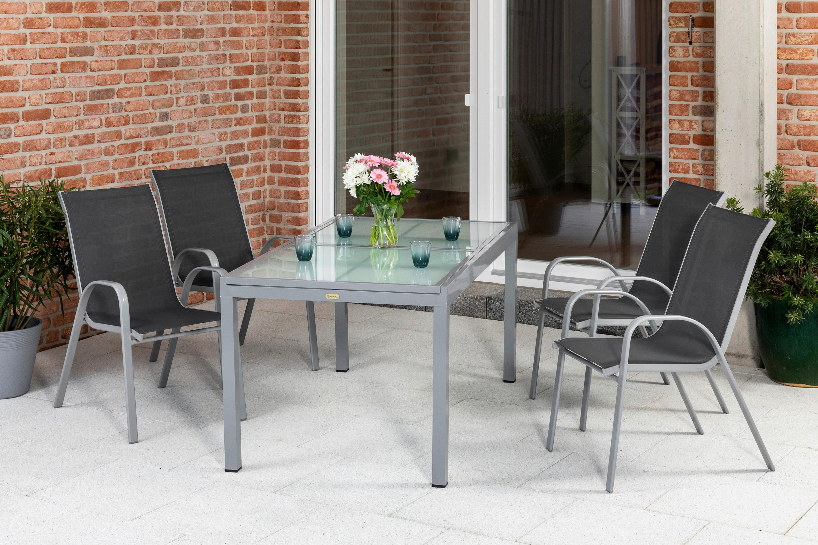 GARTENSET Aluminium  - Anthrazit/Silberfarben, MODERN, Textil/Metall - Gardenson