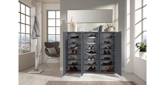 SCHUHSCHRANK in 145/120/34 cm - Anthrazit, KONVENTIONELL, Holzwerkstoff/Kunststoff (145/120/34cm) - Xora