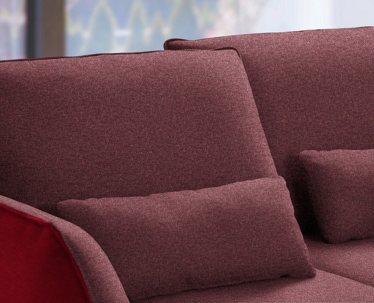 ECKSOFA in Flachgewebe Rot  - Rot/Schwarz, Design, Textil/Metall (310/250cm) - Moderano
