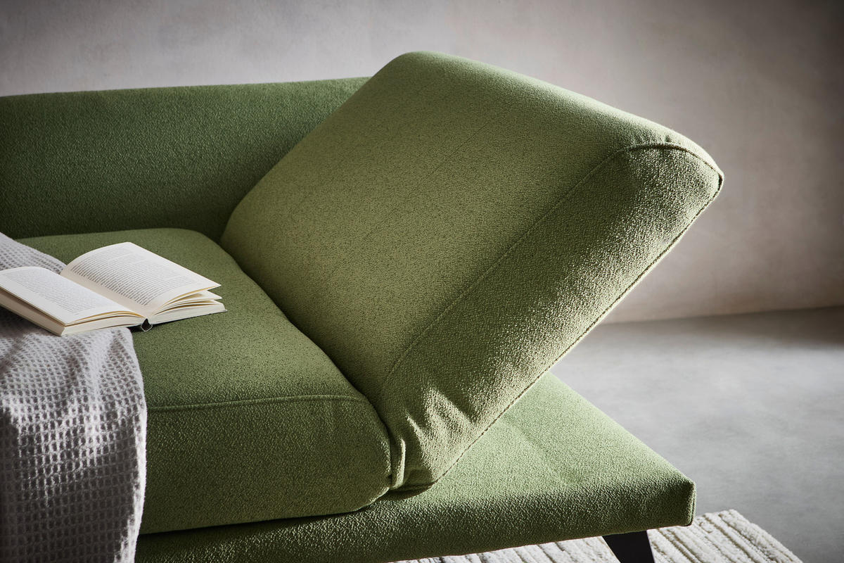 RÉCAMIERE Amira Dunkelgrün  - Dunkelgrün/Schwarz, KONVENTIONELL, Textil/Metall (200/85/106cm) - Novel