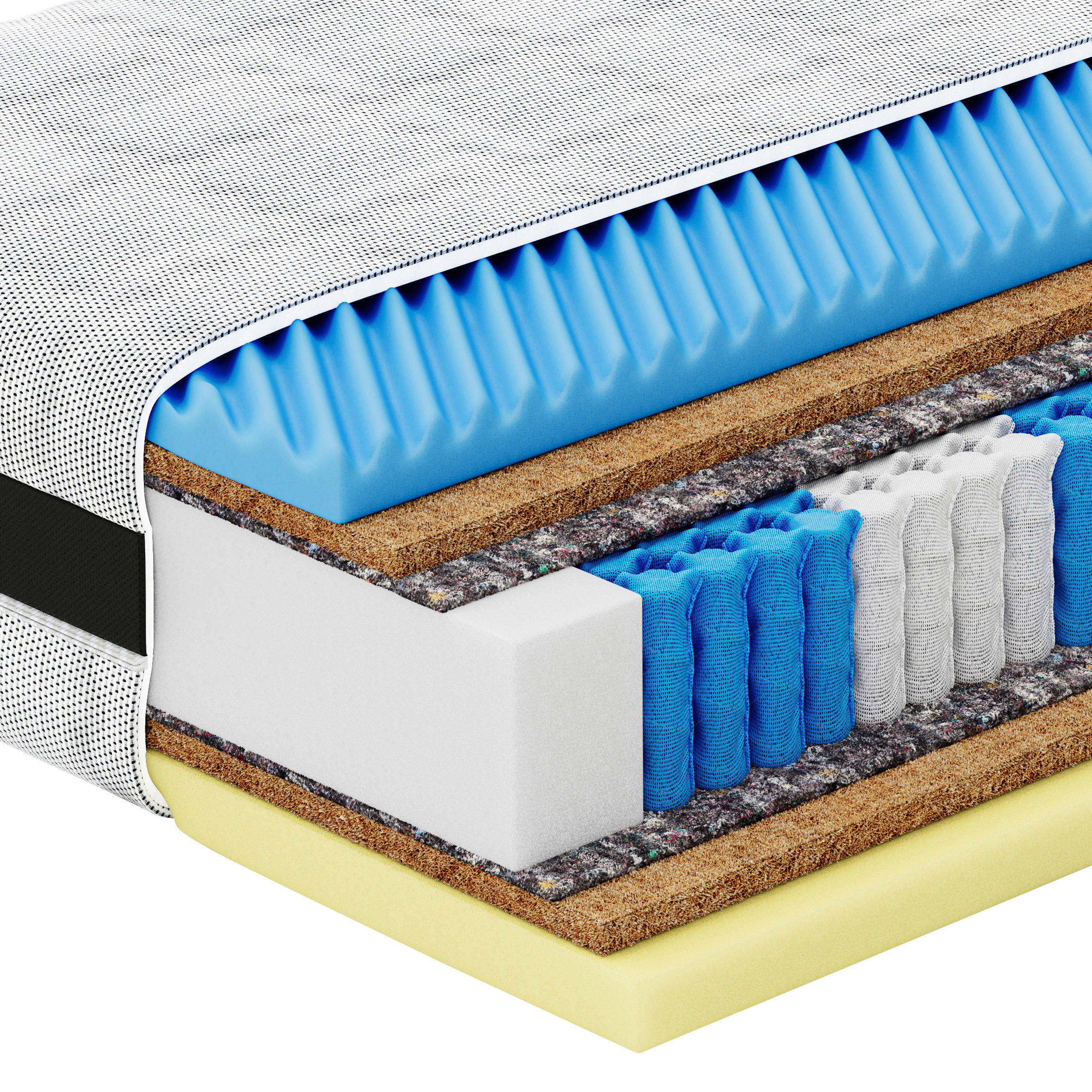 TASCHENFEDERKERNMATRATZE 180/200 cm, Höhe ca.: 26 cm, H6 = sehr hart, 7-Zonen - Grau, Basics, Textil (180/200cm) - Esposa