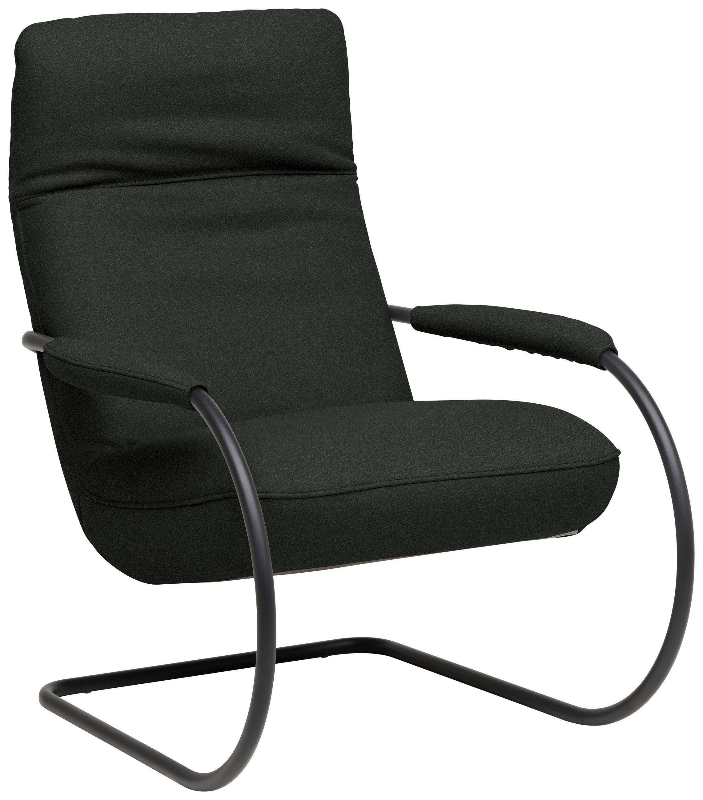 SESSEL in Echtleder Dunkelgrün  - Dunkelgrün/Schwarz, Design, Leder/Metall (80/104/99cm) - Koinor