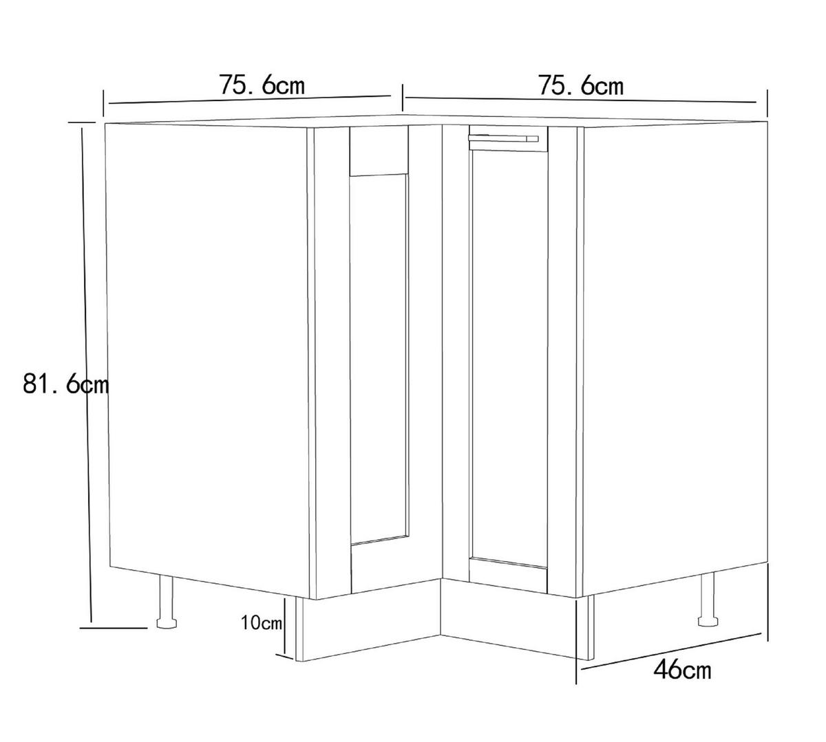 ECKUNTERSCHRANK 76/82/76 cm  - Weiss/Anthrazit, Trend, Holzwerkstoff/Kunststoff (76/82/76cm) - MID.YOU