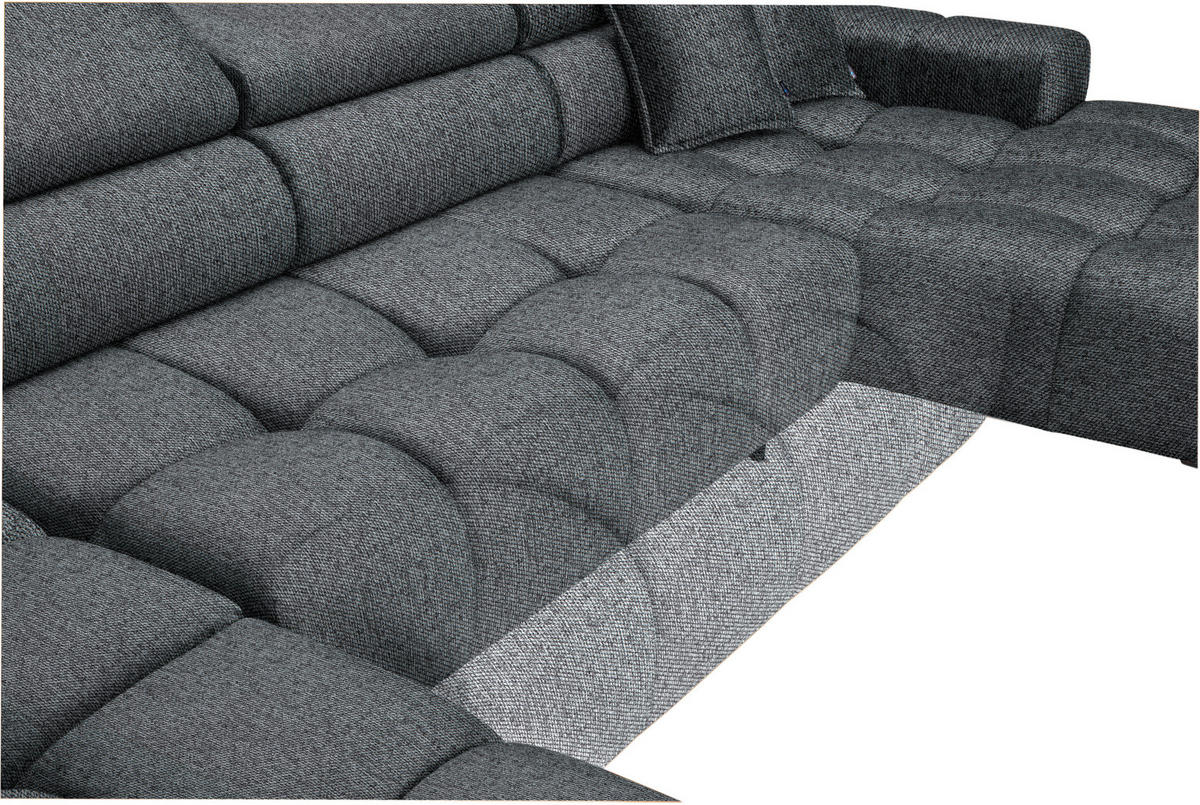 WOHNLANDSCHAFT in Webstoff Dunkelgrau  - Dunkelgrau/Schwarz, Design, Textil/Metall (216/385/177cm) - Welnova