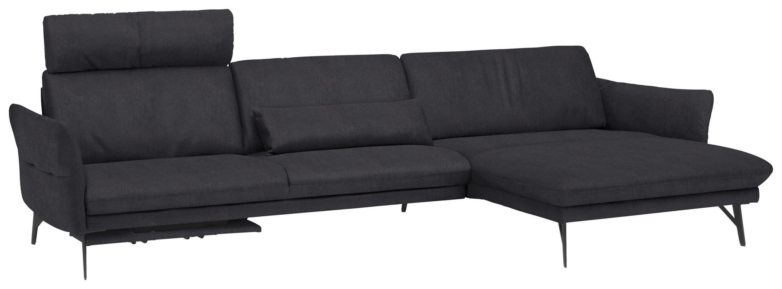 ECKSOFA Anthrazit Lederlook  - Anthrazit, Design, Textil/Metall (330/174cm) - Himolla