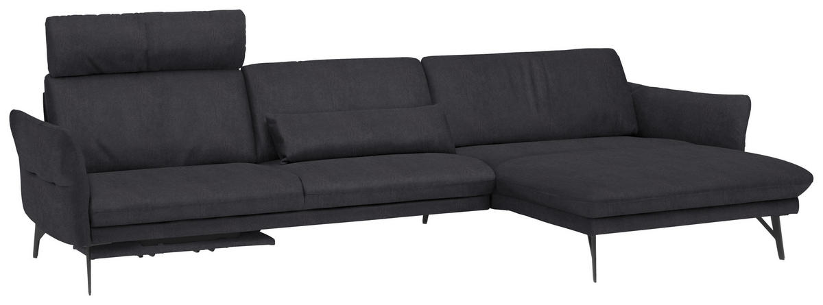 ECKSOFA in Lederlook Anthrazit  - Anthrazit, Design, Textil/Metall (330/174cm) - Himolla