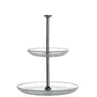 ETAGERE 2-stöckig - Edelstahlfarben/Transparent, KONVENTIONELL, Glas/Metall (21/20/21cm) - Leonardo