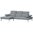 ECKSOFA Graublau Webstoff  - Graublau/Schwarz, Design, Textil/Metall (188/296cm) - Xora