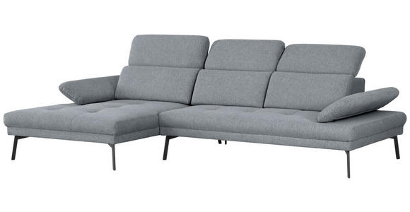 ECKSOFA Graublau Webstoff  - Graublau/Schwarz, Design, Textil/Metall (188/296cm) - Xora