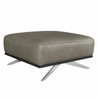 HOCKER in Leder Grau  - Chromfarben/Grau, Design, Leder/Metall (95/46/80cm) - Livetastic