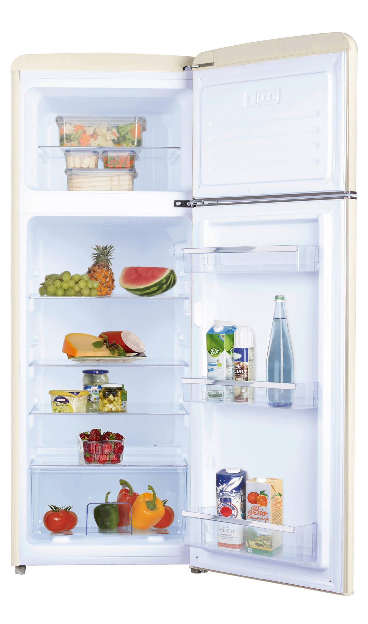 KÜHL-GEFRIER-KOMBINATION KGC15635B  - Beige, Basics, Metall (55/144/61,5cm) - Amica