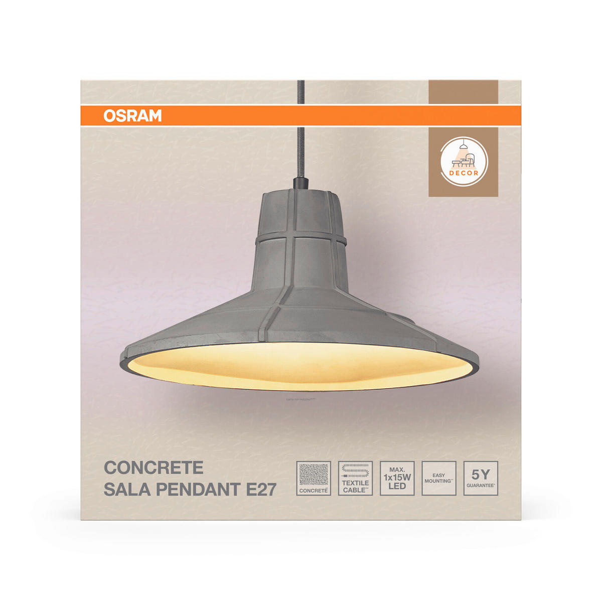 HÄNGELEUCHTE 32.5/121.5 cm  - Dunkelgrau, Basics, Stein/Metall (32.5/121.5cm) - Osram