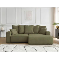 ECKSOFA Ottomane rechts  ATILLA Hellgrün Cord  - Schwarz/Hellgrün, MODERN, Kunststoff/Textil (244/149cm)