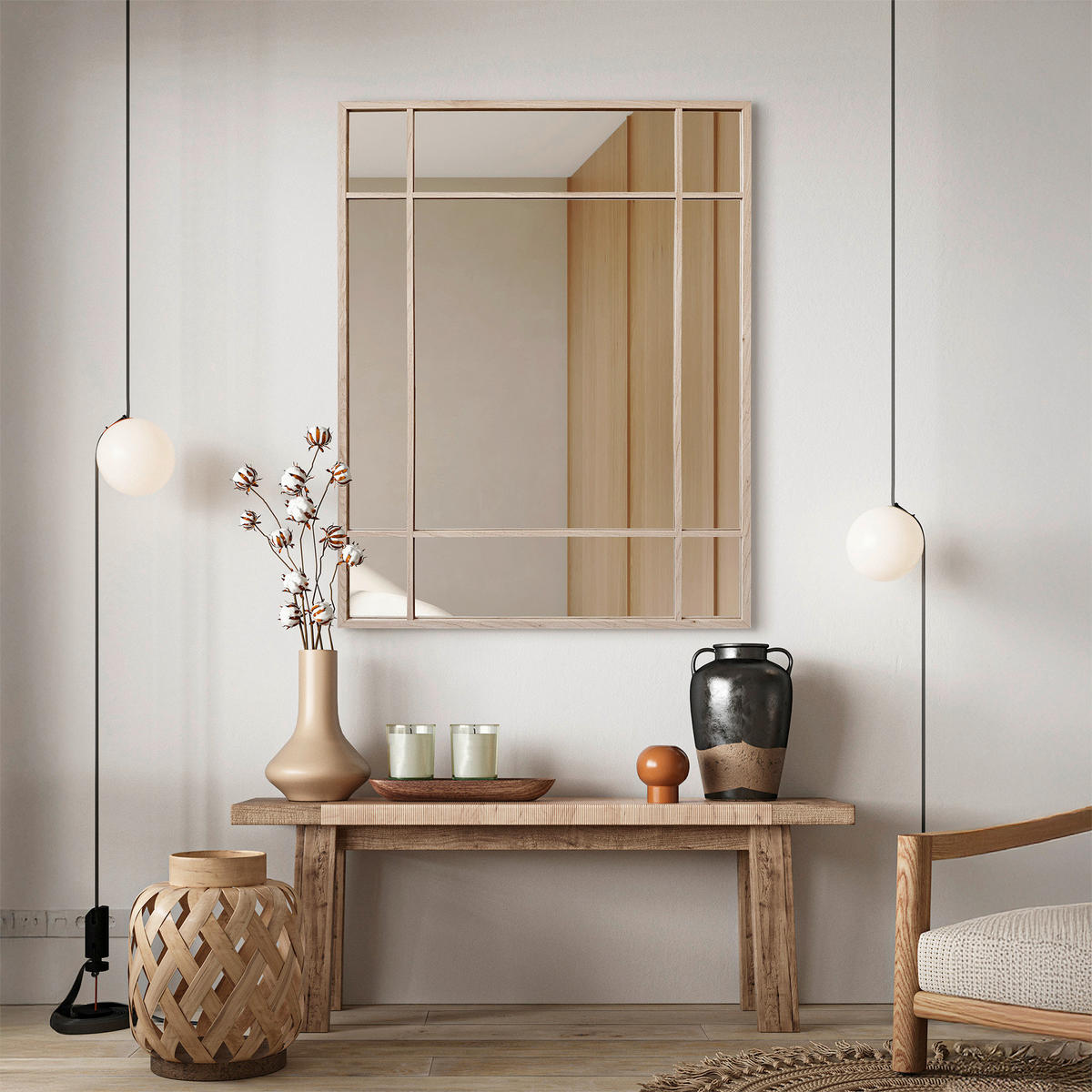 DEKOSPIEGEL  69/95 cm   in rechteckig  - Eichefarben, Basics, Glas/Holz (69/95cm)