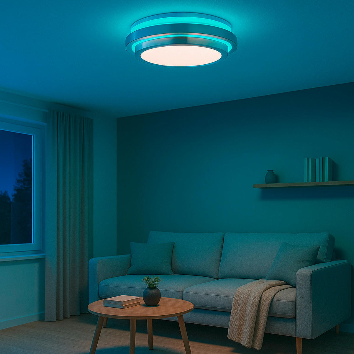 LED-DECKENLEUCHTE 41/12,5 cm   - Silberfarben/Weiß, KONVENTIONELL, Kunststoff/Metall (41/12,5cm) - Brilliant